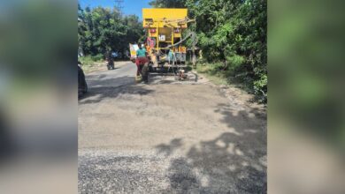 GHMC workers fill up pothole in Hyderabad
