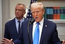 US President Donald Trump addresses a gathering