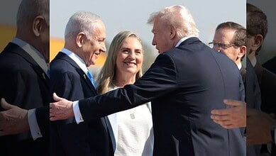 Donald Trump and Netanyahu at the Ben Gurion Airport