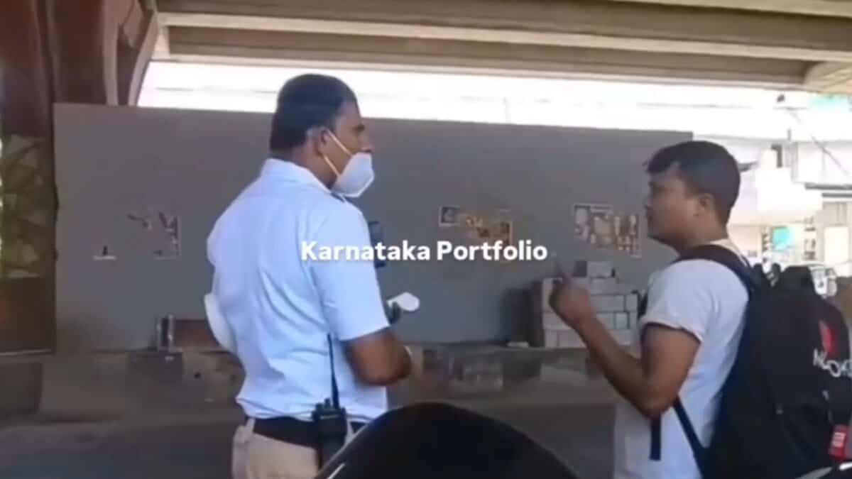 Bengaluru traffic police constable was caught on camera for slapping a biker. He has been suspended