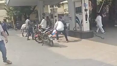Members of BC JAC vandalise a petrol pump in Hyderabad