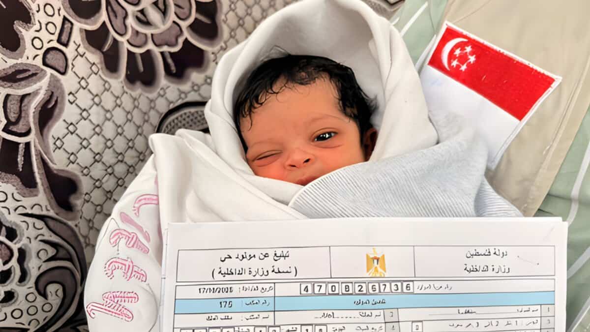Gazan couple named their newborn daughter Singapore