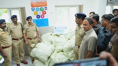 Bandlaguda police with the seized Ganja