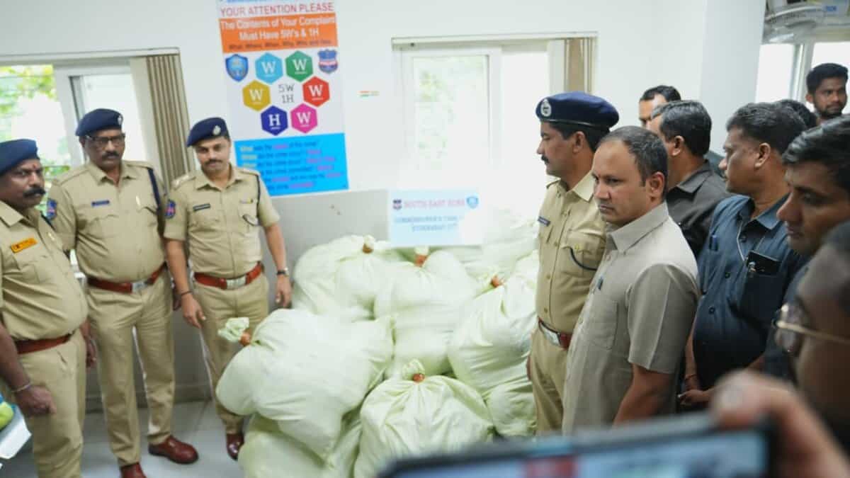 Bandlaguda police with the seized Ganja