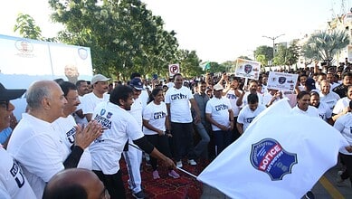 Actor Chiranjeevi flags off "Run for Unity" in Hyderabad