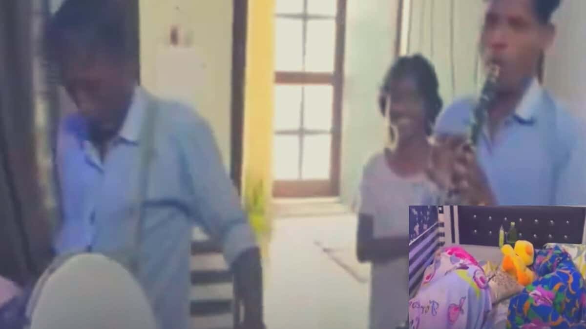 A band playing music to wake teenage daughters