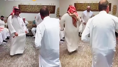 Arab men dancing to Bollywood song