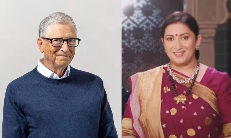 Bill Gates and Smriti Irani