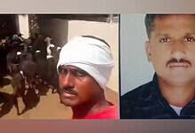 Boja Suresh, a Telangana migrant stranded in Oman, seen at a goat farm and in a separate portrait photo.