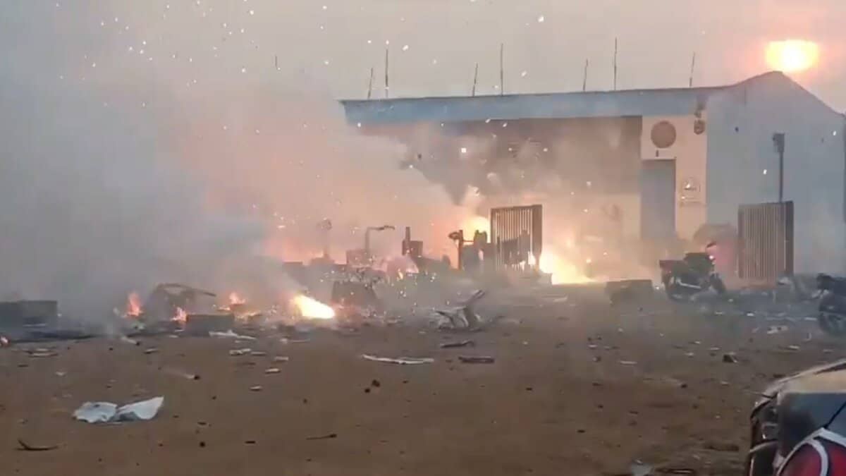 Fire at firecracker warehouse in Telangana's Sangareddy