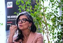 Independent UN investigator Francesca Albanese speaks during an event.