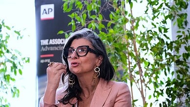 Independent UN investigator Francesca Albanese speaks during an event.