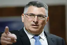 Israeli Foreign Minister Gideon Sa’ar gestures during a meeting.