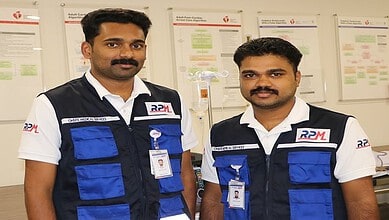 Abhijith Jees and Ajeesh Nelson (right), Kerala nurses working with Response Plus Medical, UAE.