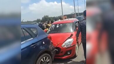 Seven cars collide at ORR in Hyderabad