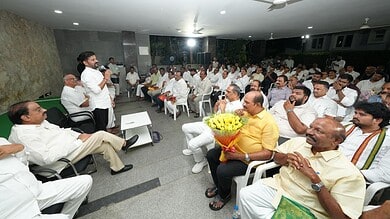 Image of Kamma members meeting CM Revanth Reddy and other ministers.
