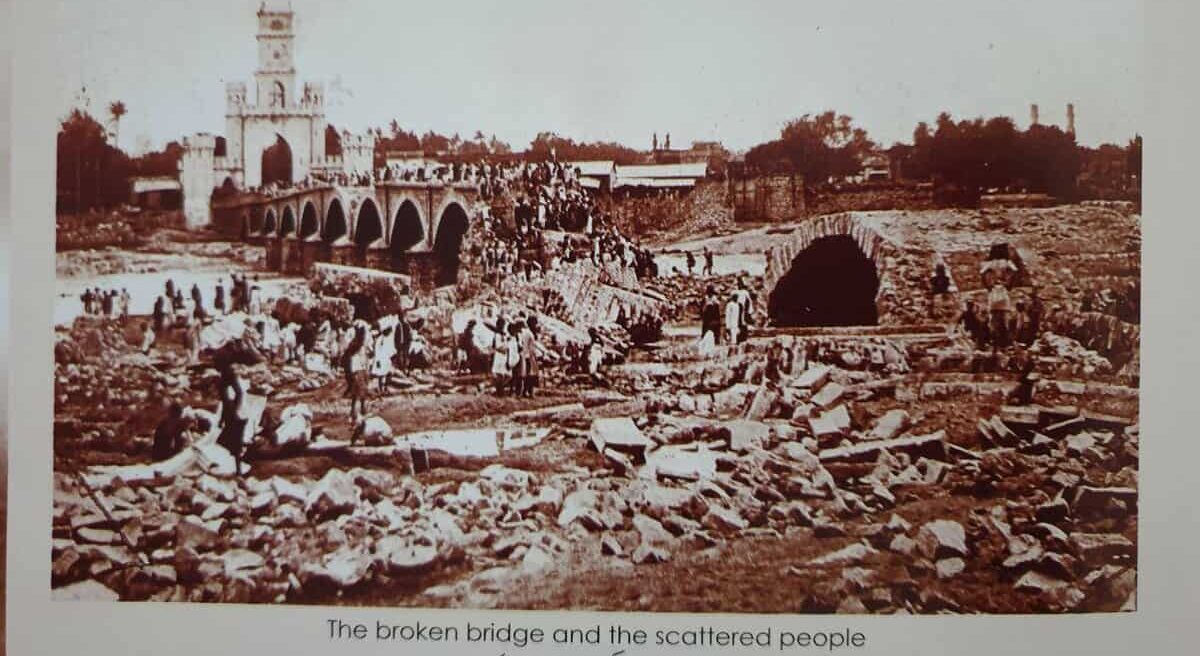 An image of the Musi river floods from 1908