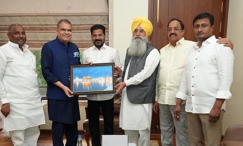 Punjab State Ministers Shri Sanjeev Arora and Shri Gurmeet Singh Khudian invite Telangana Chief Minister Revanth Reddy to Guru Tegh Bahadur's 350th martyrdom anniversary