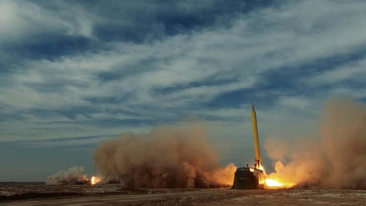 Iran’s Qadr ballistic missile launches during a test by the IRGC’s Aerospace Forces.