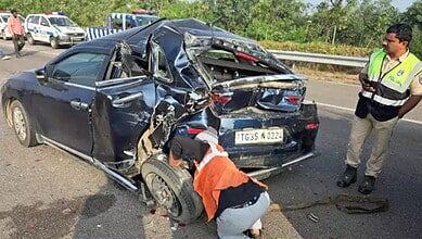 Shamshabad police inspect the accident site