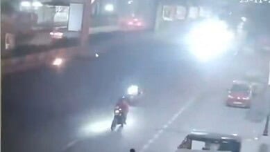 A Bike crashes into Metro station pillar in Saroornagar