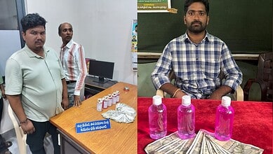 Civil supplies officials from Asifabad on the left and agriculture extension officer from Mahabubabad on the right