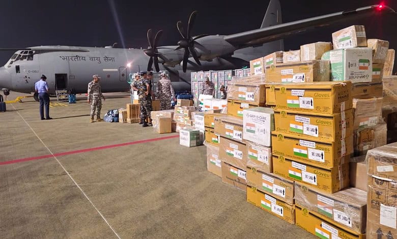 C130J carrying approx 10 tons of disaster response supplies