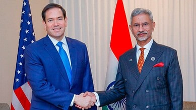EAM S Jaishankar during a meeting with US Secretary of State Marco Rubio, on the sidelines of the G7 foreign ministers meeting