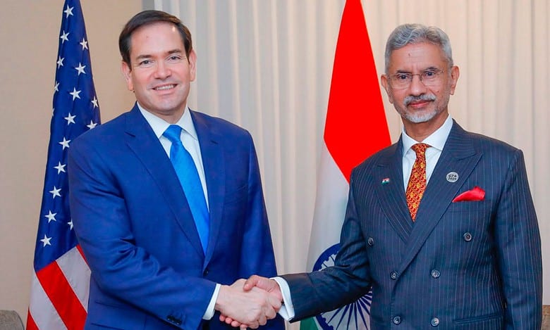EAM S Jaishankar during a meeting with US Secretary of State Marco Rubio, on the sidelines of the G7 foreign ministers meeting
