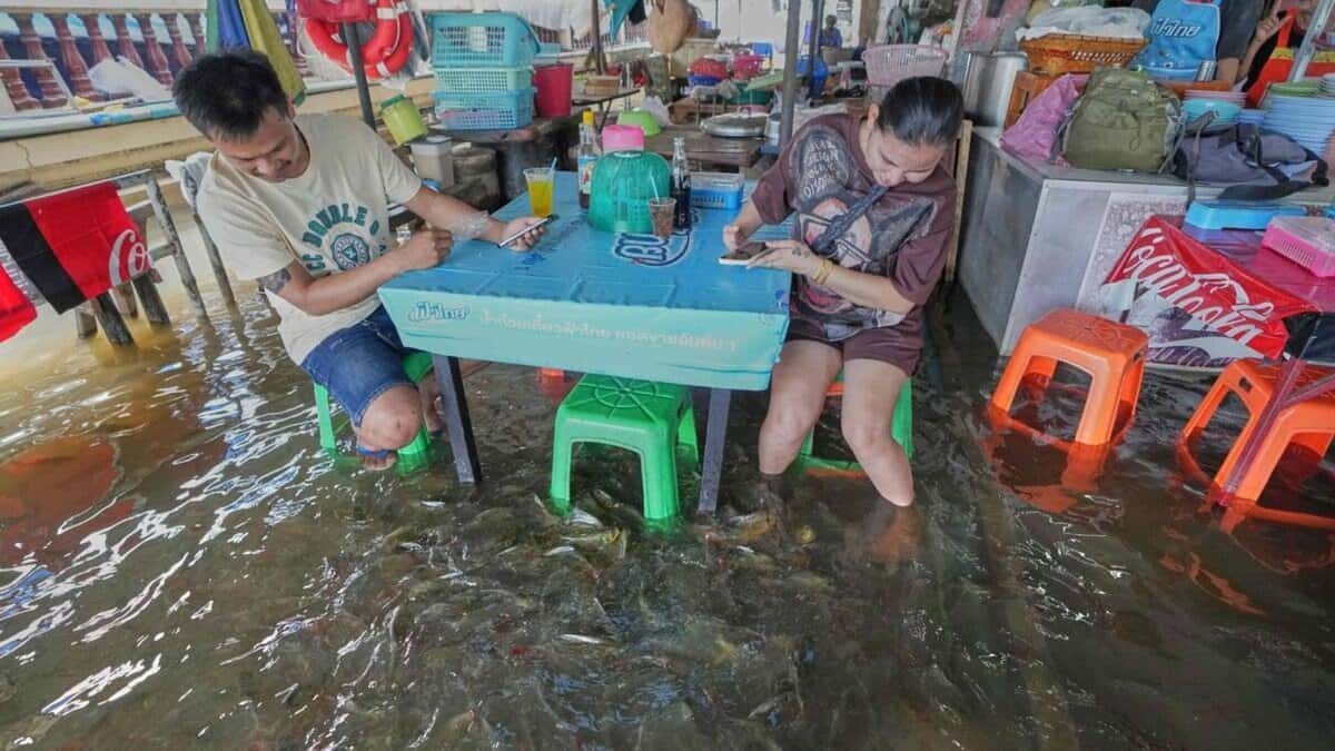 Flooded restaurant in Thailand
