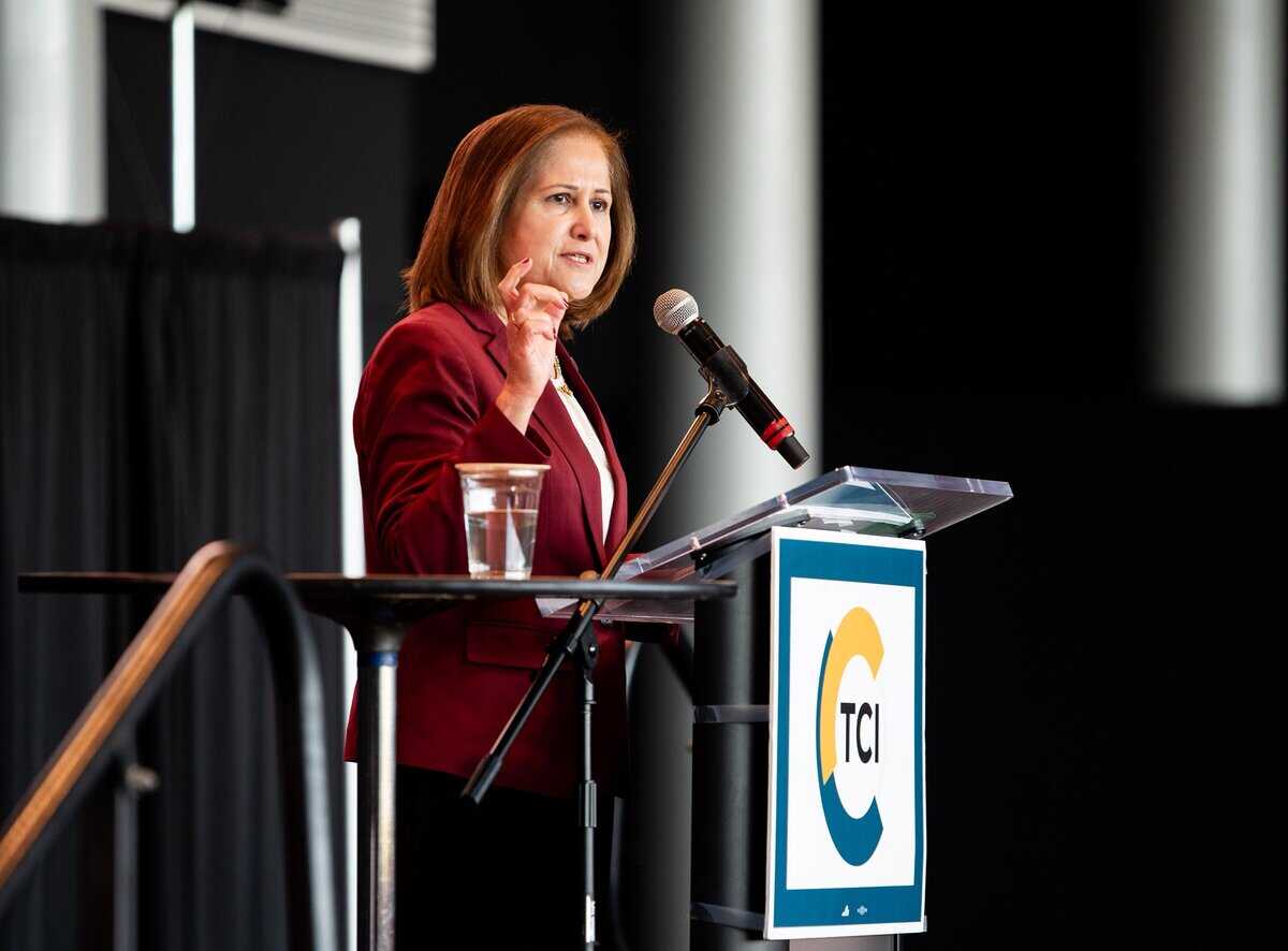 ghazala hashmi addressing TCIFiscal Summit