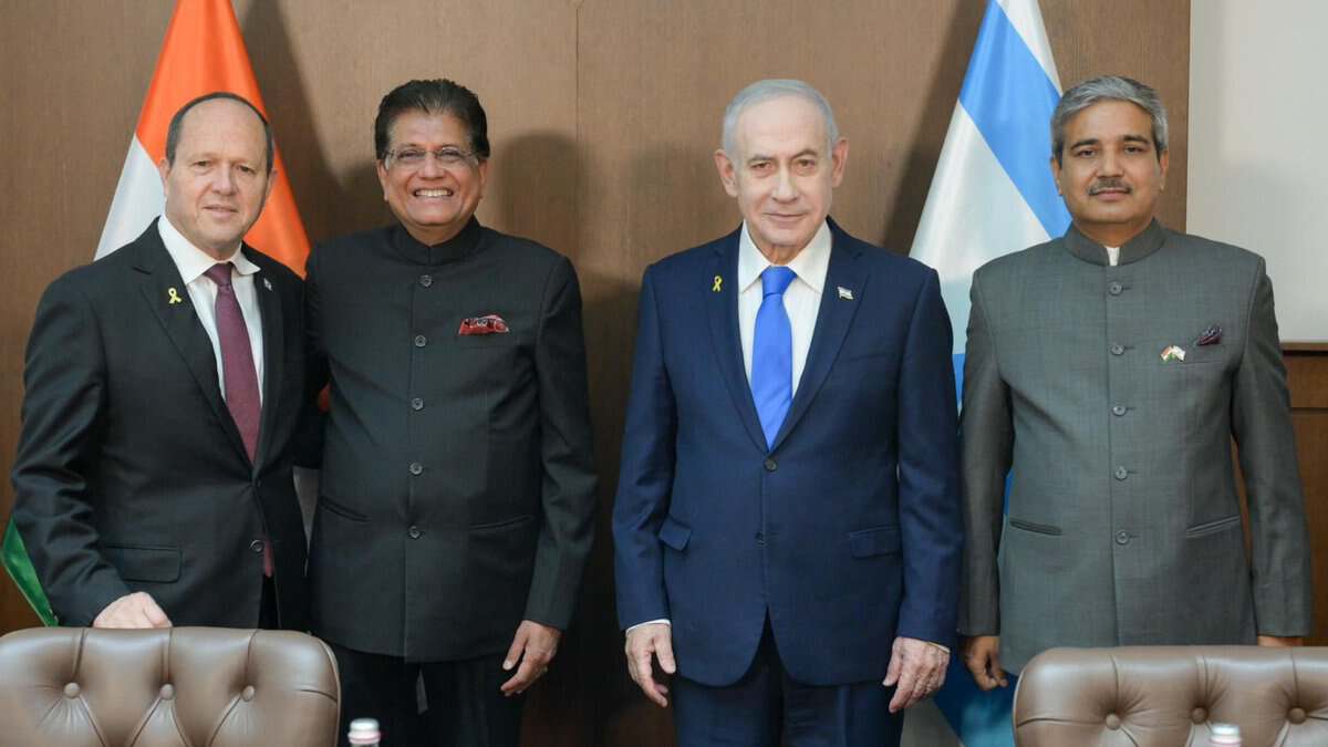 PM of Israel Benjamin Netanyahu with Minister of Commerce & Industry, Piyush Goyal .