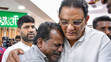Telangana Minister Mohammad Azharuddin meets the families of victims of the Saudi Arabia bus accident