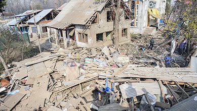 Pulwama house of Dr Umar Nabi demolished