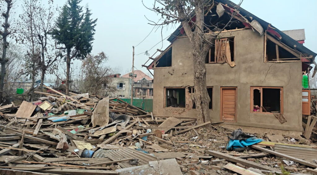 Pulwama house of Dr Umar Nabi demolished