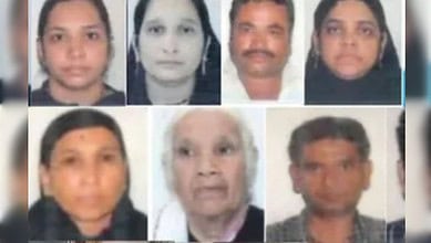 A collage of passport-style photographs showing nine adults, both men and women, arranged in two rows.