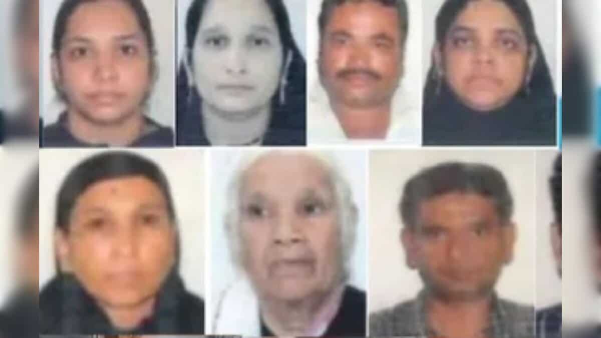A collage of passport-style photographs showing nine adults, both men and women, arranged in two rows.