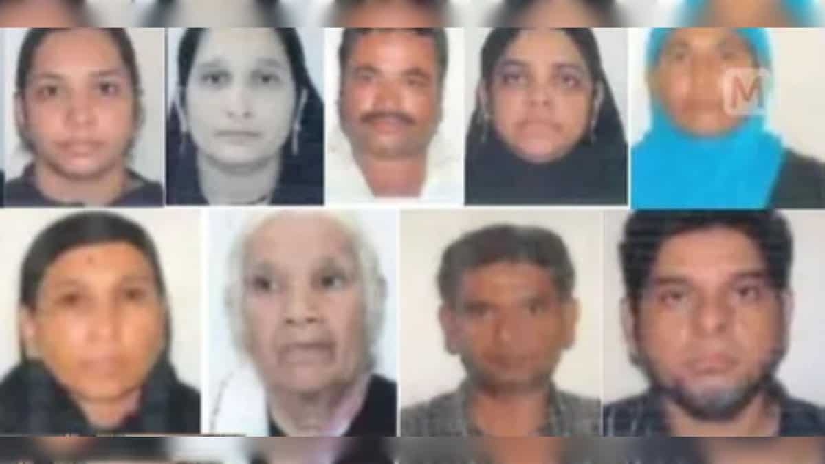 A collage of passport-style photographs showing nine adults, both men and women, arranged in two rows.