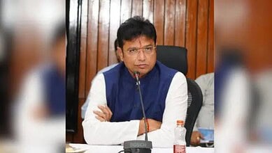 Telangana IT Minister D Sridhar Babu addresses a gathering