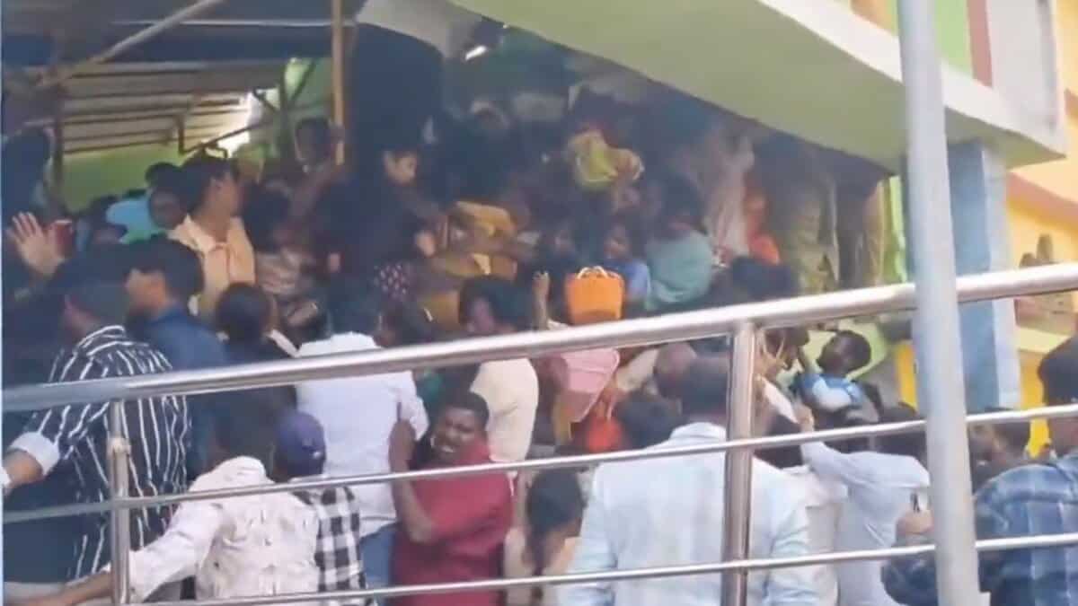 Chaos amid a stampede at temple in Andhra Pradesh
