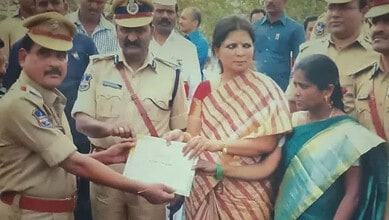 Warangal SI Mohammed Asif (extreme left) received certificate of appreciation from the then Warangal district collector. He died by suicide on Saturday