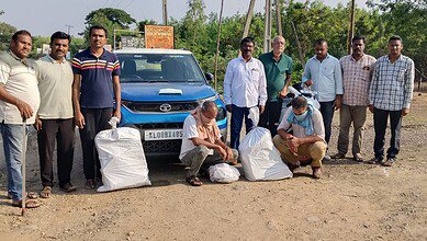 Khammam excise department officials with seized ganja and arrested accused