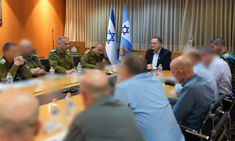 Israel Defence Minister Israel Katz holds a meeting with Israel military