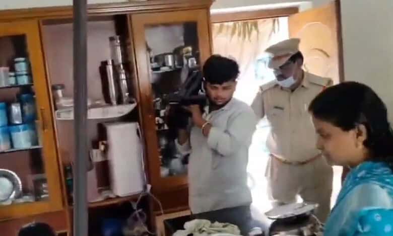 A team of police officials raids the house of BRS MLC Ravinder Rao