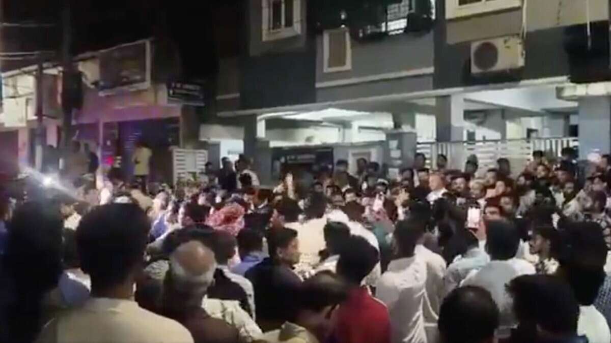 BRS MLA Pala Rajeshra Reddy gathered outside the house, which was raided