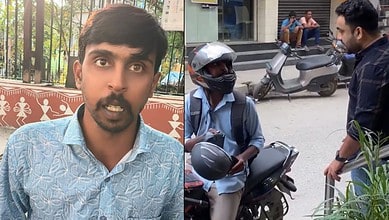 Rapido biker Lokesh (right) was arrested for harassing a women rider