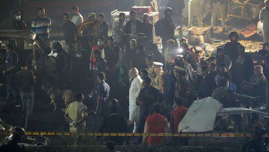 Union Home Minister Amit Shah visits the blast site near Red Fort, in New Delhi on Monday. (PTI Photo/Salman Ali)