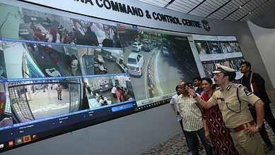 Hyderabad city police commissioner VC Sajjanar reviewing the ongoing Jubilee Hill by election on Tuesday