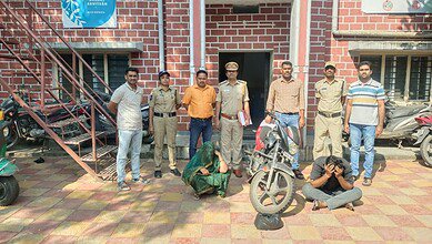 Telangana excise department officials with the two accused