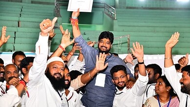 Jubilee Hills bypoll winner Naveen Yadav celebrates his victory